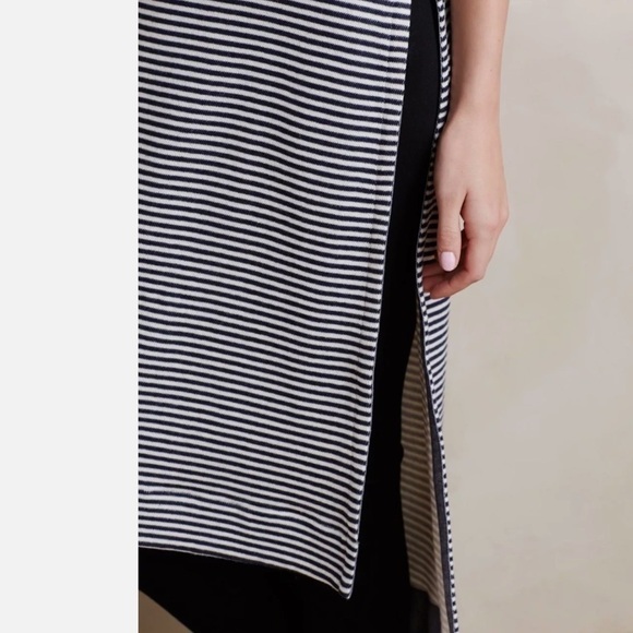 Anthropologie Postmark Striped Cotton Linen Henley Midi Tunic - Picture 6 of 11